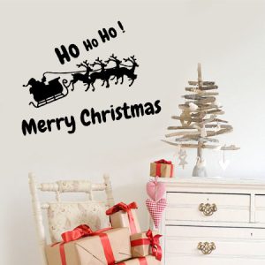 Αυτοκόλλητα Τοίχου - Αυτοκόλλητο Merry Christmas με Άγιο Βασίλη, Έλκηθρο & ΧΟ ΧΟ ΧΟ — εικόνα 1 από 10
