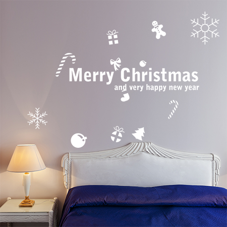 Αυτοκόλλητα Τοίχου - Αυτοκόλλητο “Merry Christmas” με Κρεμαστά Στολίδια — εικόνα 5 από 6