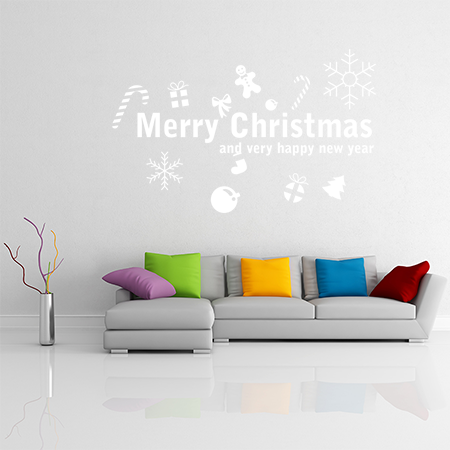 Αυτοκόλλητα Τοίχου - Αυτοκόλλητο “Merry Christmas” με Κρεμαστά Στολίδια — εικόνα 6 από 6