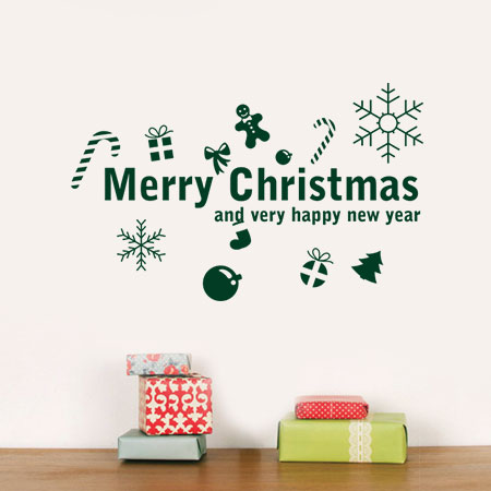 Αυτοκόλλητο “Merry Christmas” με Κρεμαστά Στολίδια — εικόνα 1 από 6