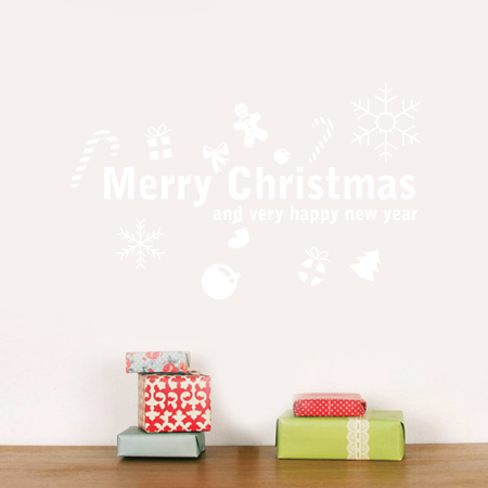 Αυτοκόλλητα Τοίχου - Αυτοκόλλητο “Merry Christmas” με Κρεμαστά Στολίδια — εικόνα 3 από 6