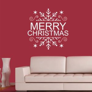 Αυτοκόλλητα Τοίχου - Αυτοκόλλητο “Merry Christmas” με Νιφάδα Χιονιού — εικόνα 1 από 6