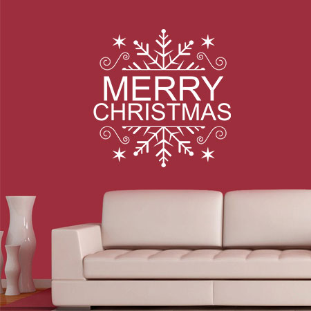 Εποχιακά & Γιορτές - Αυτοκόλλητο “Merry Christmas” με Νιφάδα Χιονιού — εικόνα 1 από 6