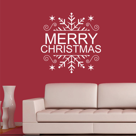 Αυτοκόλλητα Τοίχου - Αυτοκόλλητο “Merry Christmas” με Νιφάδα Χιονιού — εικόνα 3 από 6