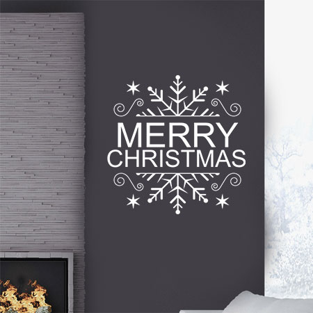 Αυτοκόλλητα Τοίχου - Αυτοκόλλητο “Merry Christmas” με Νιφάδα Χιονιού — εικόνα 2 από 6