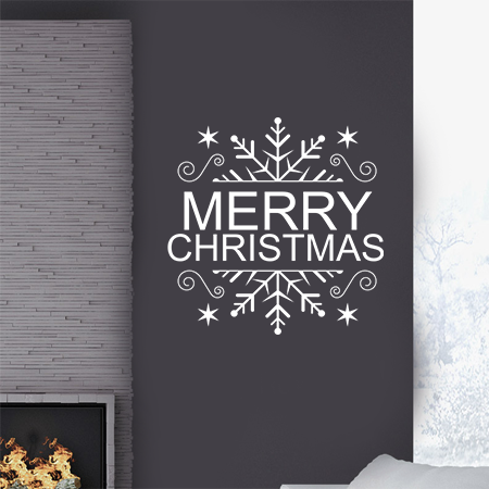 Αυτοκόλλητα Τοίχου - Αυτοκόλλητο “Merry Christmas” με Νιφάδα Χιονιού — εικόνα 4 από 6